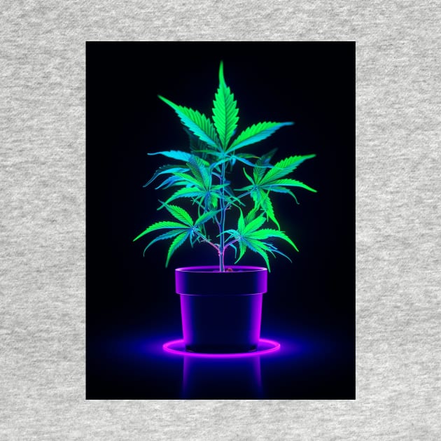 Neon Aesthetic Marijuana Pot Plant by TeeTrendz